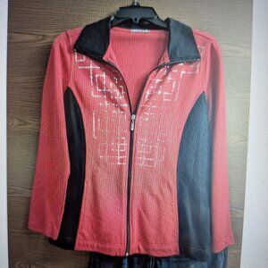 SIZE M THREEHEARTS Women's Red Zip Up Sweatshirt INVPV51